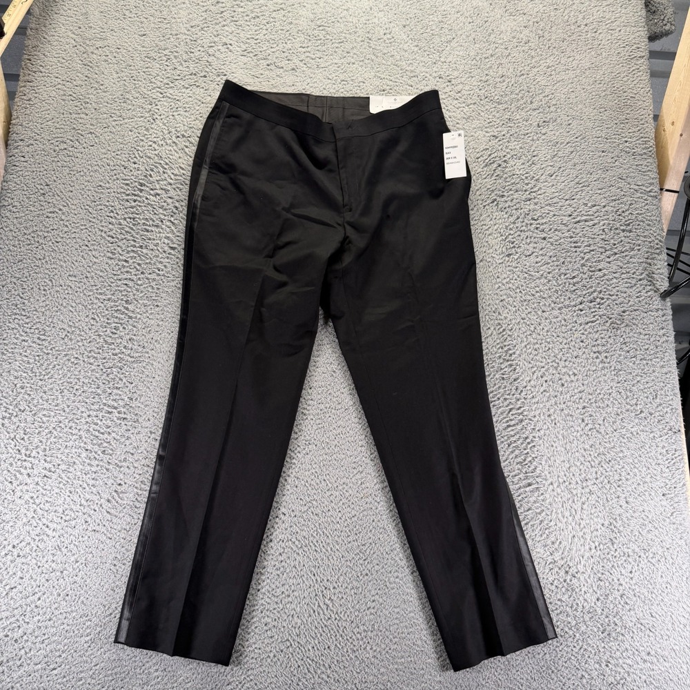 Ryan Seacrest Pant Mens 36x30 Black Polyester Dress Straight Business Stretch